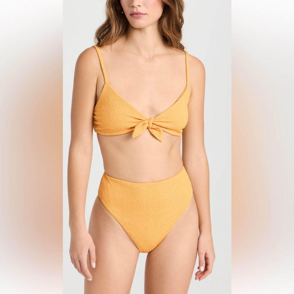 NWT Mara Hoffman High Rise Yellow smocked bikini bottom